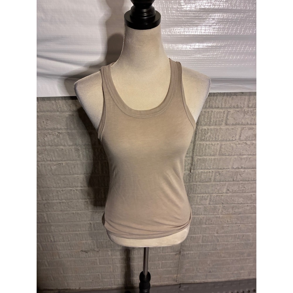 Z Supply Sirena Rib Tank Top Womens XS Tan Beige Scoop Neck